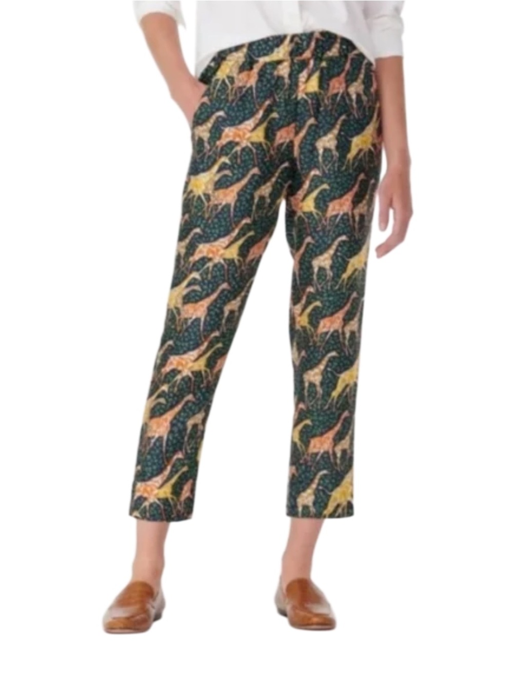 J. Crew Collection Pull-on Silk-twill Pant in giraffes NWT